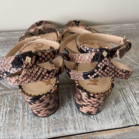 Nwob-sam Edelman- Sammy Snake Print Wrap Around Block Heel Sandal (Size:9.5) - Picture 8 of 10